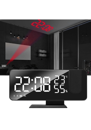 Fm Radyolu Led Projeksiyonlu Alarm Saat Usb Ayna Tasarım