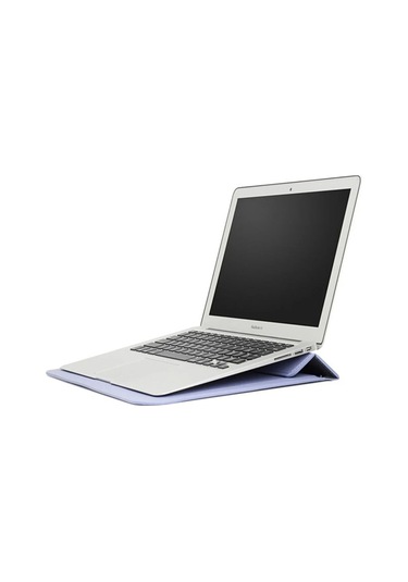 Macbook Pro 14 İnç M3 A2992 A2918 Uyumlu Deri Mıknatıslı Çanta Stantlı Şık Tasarım Lila