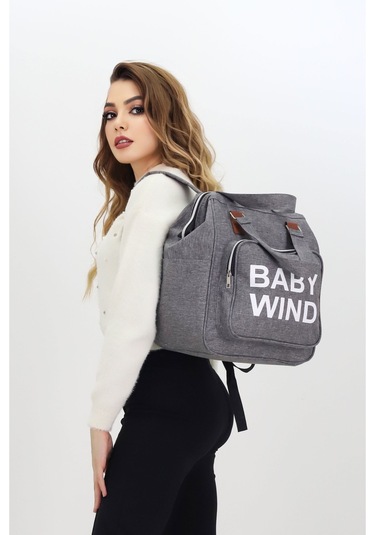 Termal Biberon Bölmeli Gri Anne Bebek Bakım Çantası Deri Detaylı Askılı Bebek Arabası Uyumlu Gri