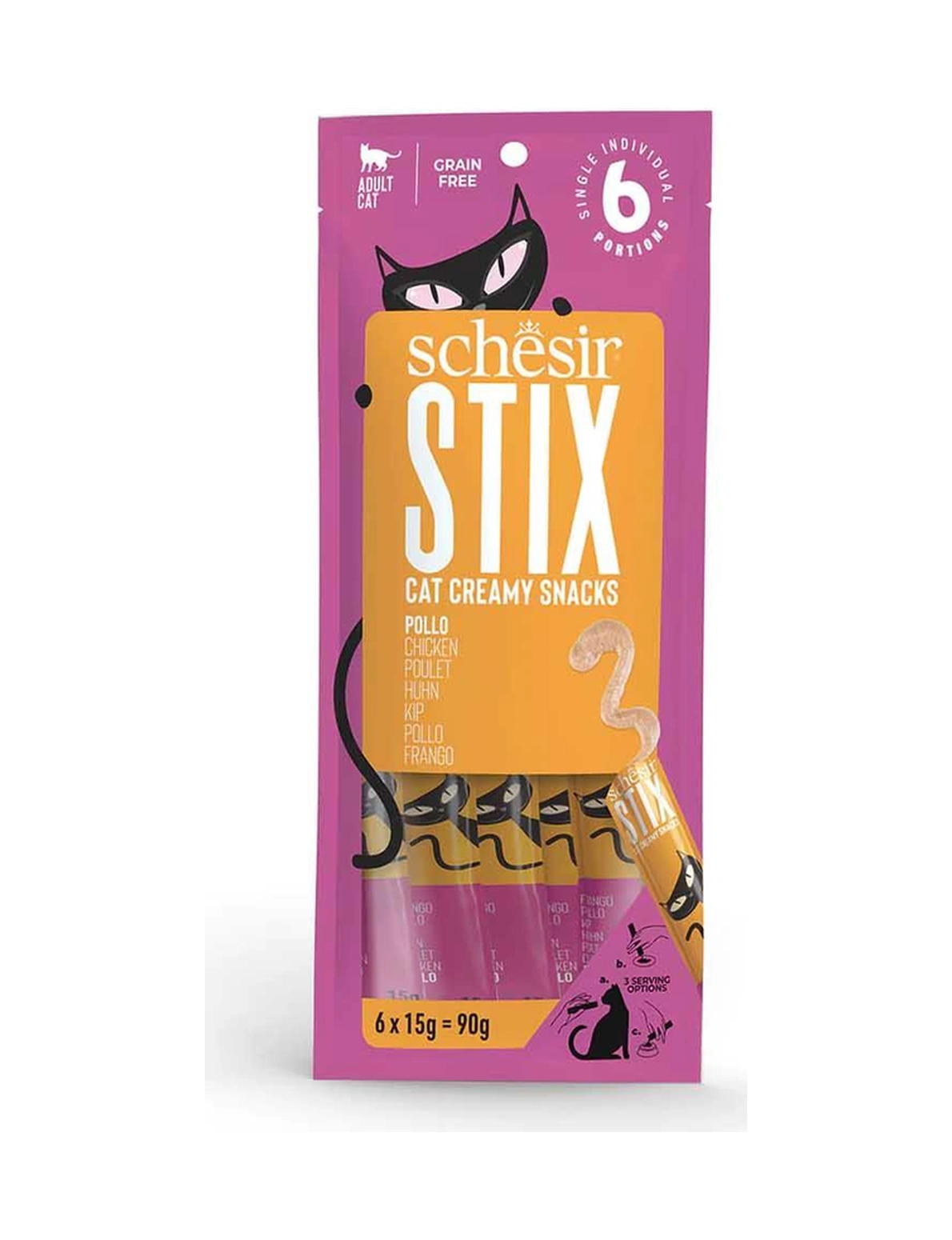 Schesir Cat Stix Tavuklu Sıvı Krema Kedi Ödülü 6 X 15 Gr
