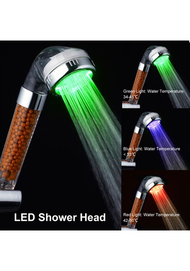 Yifomall Led Su Akışı İle Çalışan 3 Renk Sıcaklık Algılayıcı, Filtreli, Su Tasarruflu Duş Başlığı G1/2 Bağlantı, Abs Malzeme Diğer