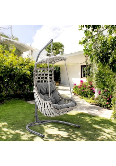 Capri Swing Alaçatı Tekli Rattan Bahçe Salıncağı Balkon Salıncağı Renkli