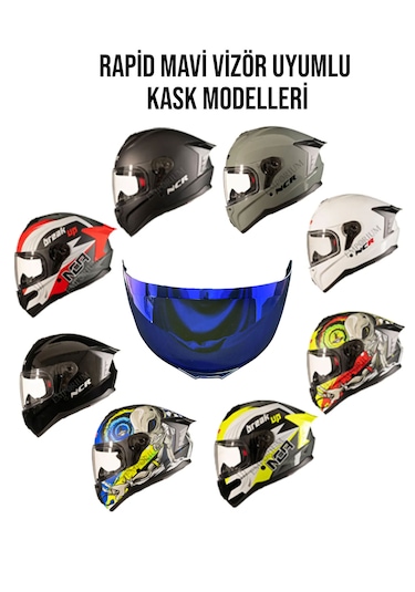 Ncr Rapid Kask Mavi Vizör Camı Standart