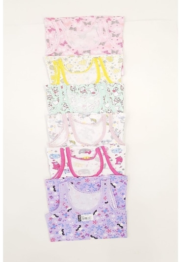 Tutku 0848 Kız Çocuk Elastan Empirme Geniş Askı Atlet 6 Adet