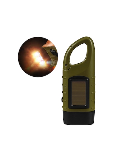 Jeemson Led Fener, Güneş Enerjisi Ve Elle Çevirme İle Şarj Edilebilir, Kamp Ve Acil Durumlar İçin Dayanıklı Asker Yeşili El Feneri Yeşil