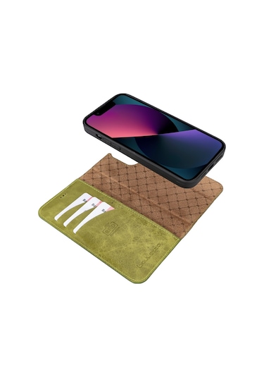 Bouletta Apple Uyumlu iPhone 13 Pro Max Deri Cüzdanlı Kılıf Tn19 Yeşil