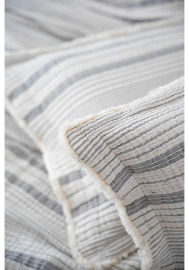 Ecocotton Hivda Gri %100 Organik Pamuk Müslin Dolgulu Çift Kişilik Yatak Örüsü Gri