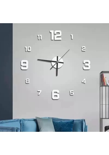 Gatherco Modern Çerçevesiz Kendin Yap Duvar Saati Büyük 3d Rakamlar Duvar Saati Ev Ofis Dekorasyonları Duvar Dekorasyon Sanatı Gümüş