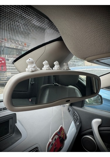 4 Parça Sevimli Dinozor Ailesi Dikiz Aynası Süsü - Ayna Süsü Araba Süsü Torpido Süsü Oto Aksesuar