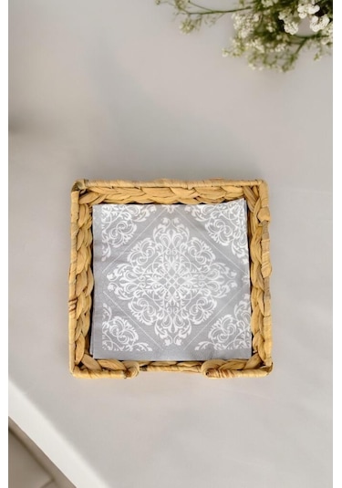 Digithome Hasır Masa Üstü Kare Yatay Peçetelik 19 Cm Kahverengi I/2 C1-1-289