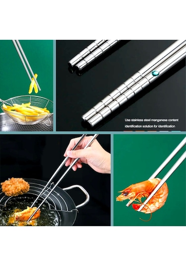 Omeniv Ekstra Uzun Metal Chopstick Servis Maşa Kızartma Maşası