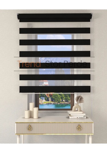 Antrasit Etek Dilimsiz Zebra Stor Güneşlik Perde Antrasit