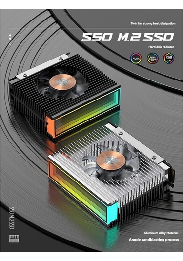 Argb M.2 2280 Ssd Soğutucu 50mm Pwm Çift Fanlı M.2 Ssd Radyatör, B