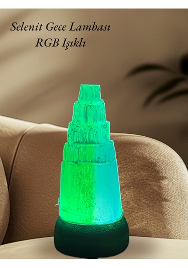 Rgb Işıklı Selenit Taşı Gece Lambası 7 Farklı Mod 7