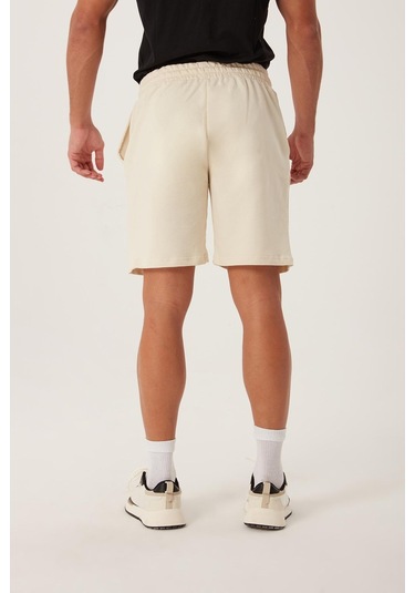 Erkek Golf Nakışlı 2 Iplik Şort Ekru