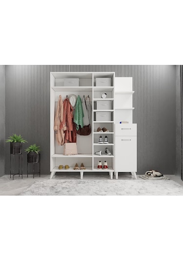 Açelya Portmanto Vestiyer Ayakkabılık M3- B 140cm - Montaj Dahil