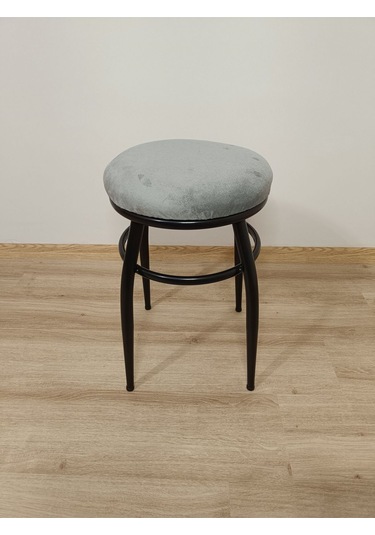 Evko Mobilya Tabure, Bar Taburesi, 2'li Tabure, Metal Ayaklı Tabure - Gri