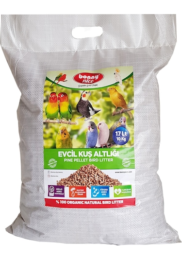 Bonny Nice Organik Çam Pelet Evcil Kuş Altlığı 10 Kg 17 l