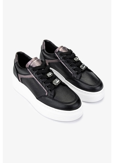 Valmenti Kadın Hakiki Deri Sneakers & Spor Ayakkabı 1116 450 Bn Ayk Y25 Syh Fltr/ant/ant Ts Siyah