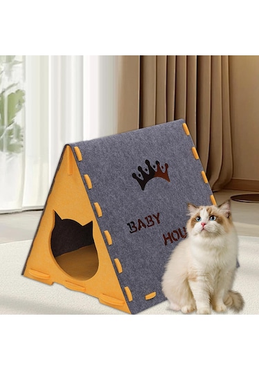 Suntek Keçe Kedi Evi İç Mekan Kullanımı Yatağı Mağara