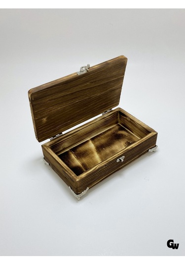 Doğal Ahşap Yakma Takı Kutusu Ahşap Saklama Kutusu Beyaz Çam Boy:20cm En:12cm Yük:6cm