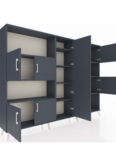 Arges Dolap 10 Raflı 9 Kapaklı 220x30x163 Antrasit-antrasit Antrasit-antrasit