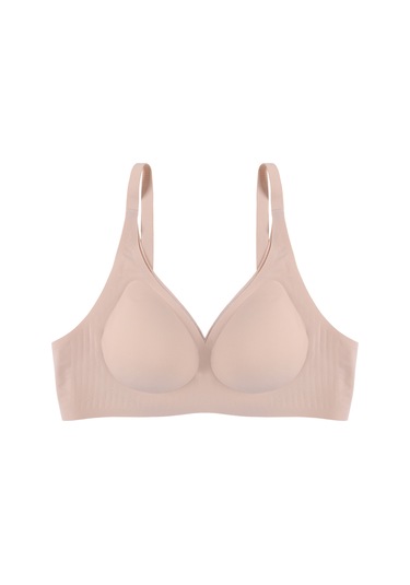 Balensiz Lazer Dikişsiz Kaplı Dekolteli Büstiyer Sütyen Ten