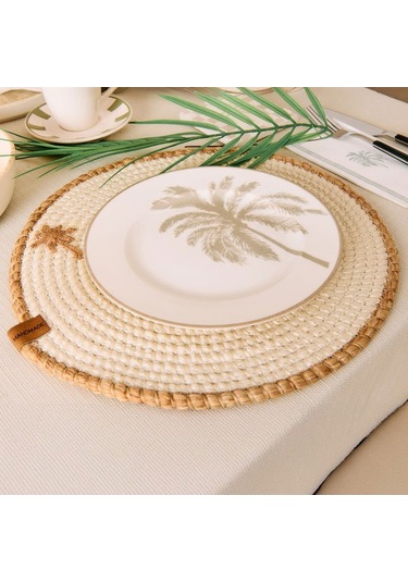 Evidea Soft Palm Nakışlı Supla - Ekru - 33x33 Cm Ekru