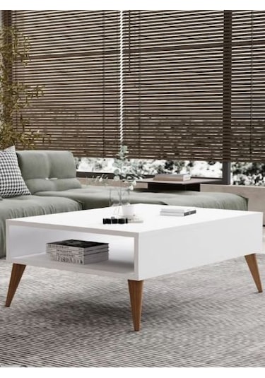 Orta Sehpa Masa Salon Sehpası Lüx Model 90x50x33 Beyaz