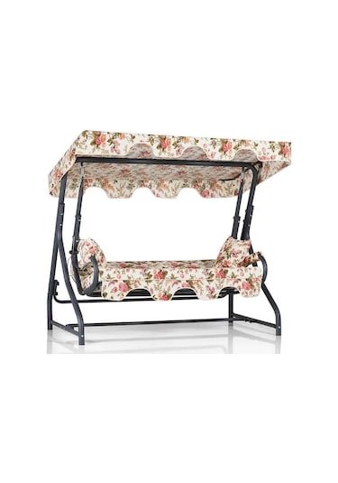 Erinöz Olea 3 Kişilik Bahçe Balkon Teras Salıncağı - İngiliz Gülü