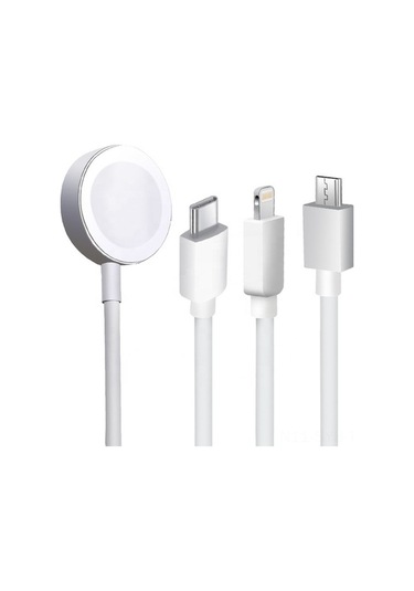 Sandwich Genel Kullanım Beyaz Akıllı Saat Şarj Kablosu, 3w Qi, Abs/tpe, 4ft, 5v/1a Çıkış