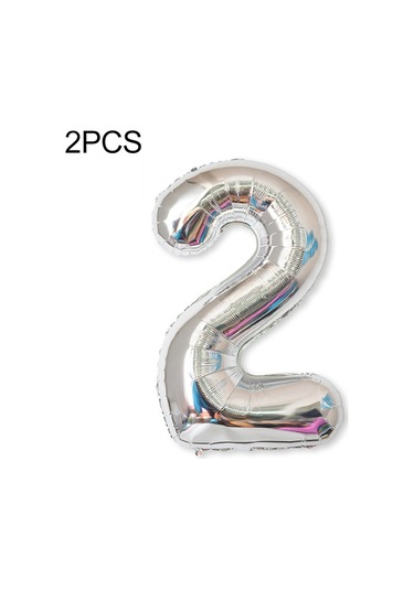 2 Adet 40 İnç Alüminyum Folyo Numarası Balonlar Doğum Günü Düğün Nişan Parti Dekor Çocuk Topu Malzemeleri 2-gümüş
