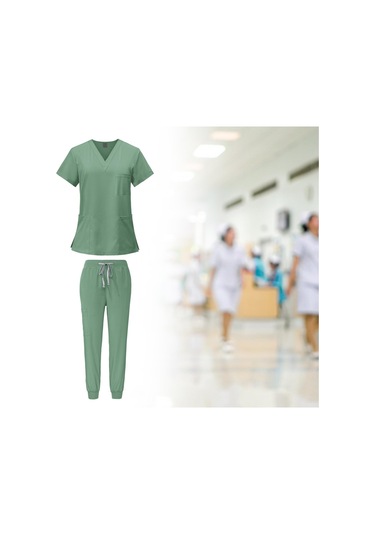 Suntek Kadın Üniforma Scrubs Set Üstü Ve Pantolon S-yeşil