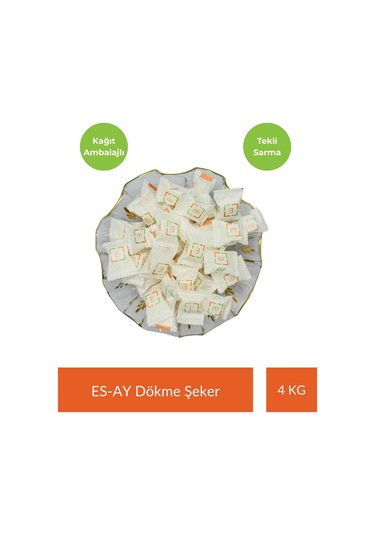 Esay Şeker Tekli Sarma Küp Şeker Kağıtlı 4 KG