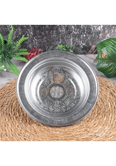 Dmt Copper 18 Cm Krom Çelik Beyran Ve Yemek Tabağı 430 Kalite Paslanmaz Servis Tabağı Gri