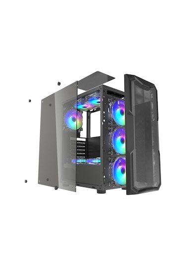 Novahub Zoko Aquarius 4x12 Cm Argb Fan Mesh Panel Atx Bilgisayar Kasası Materyal: Spcc-abs, Opt. 4 Fan