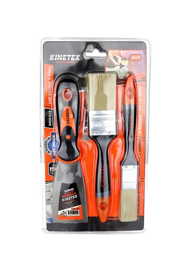 3pcs Boyacı - Nalbur Set 50mm Spatula - 2x Kestirme Fırça 5332