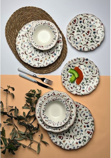 Tabak Evi Fulya Colorido Porselen Yemek Takımı 6 Kişilik 24 Parça