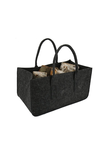 Şömine Odun Saklama Çantası, Keçe Malzeme, Gri Gri