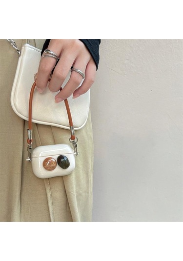 Apple Airpods 3. Nesil İle Uyumlu Kılıf Kalp Leopar Taş Kiraz Desenli Fiyok Tutmalı Kılıflar Yeşil