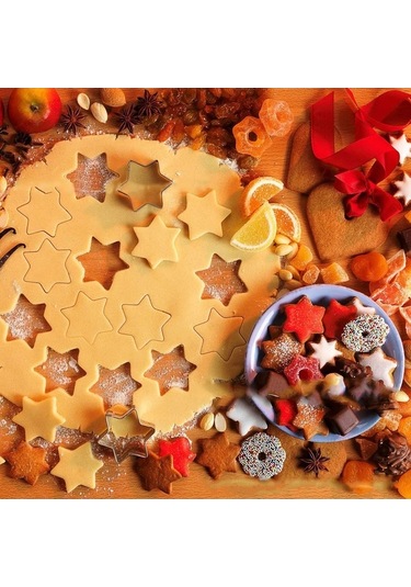 Fortunelane 12'li Paslanmaz Çelik Pasta, Kurabiye Kalıpları - Yeniden Kullanılabilir, Dayanıklı Fırın Araç Seti Gümüş Gümüş