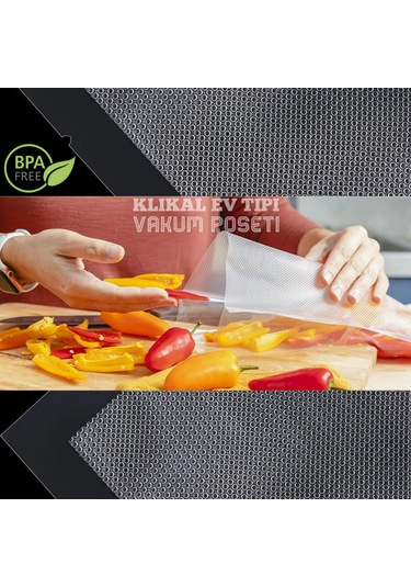 Klikal Tırtıklı Vakum Makinesi Poşeti Ev Tipi 20 x 26 50 Adet