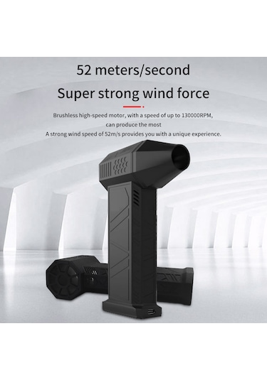 Youtek Taşınabilir Yüksek Hızlı Turbo Fan, 13 Bin Rpm Fırçasız Motor, 52 M/s Güçlü Rüzgar, Hız Ayarlı, Tip-c Hızlı Şarj, 3000mah Pil