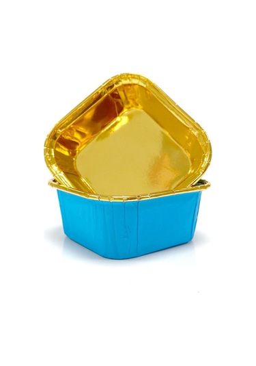 Dolphin Muffin Kare Kağıt Mavi Altın Cupcake Kek Kalıbı Kapsülü Kabı - 25 Adetlik 10 Paket Renkli