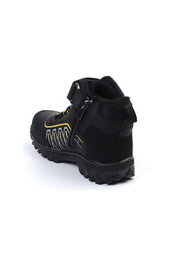 Unisex Çocuk Siyah Sarı İçi Kürklü Kışlık Termo Taban Suya Soğuğa Dayanıklı Günlük Rahat Outdoor Bot Sarı