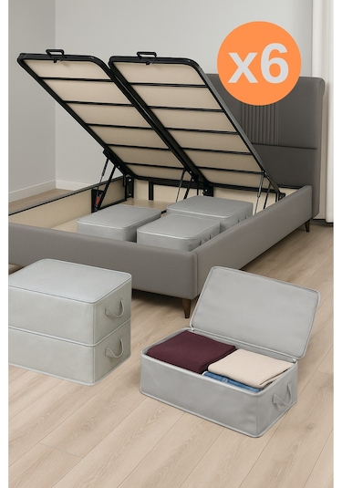formeya 6 adet buyuk boy gri yatak baza alti cok amacli hurc gri 53819175