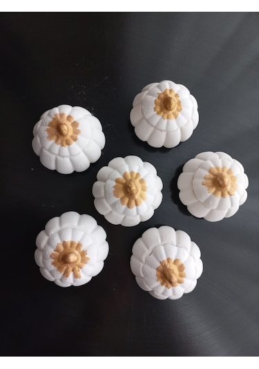 Mini Balkabağı 6'lı Lokumluk, Kahve Yanı Sunumluk Beyaz Dekoratif Obje 01