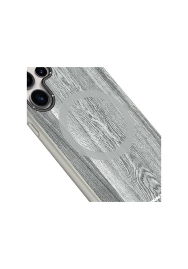 Galaxy S24 Ultra Uyumlu Kılıf Magsafe Şarj Özellikli Youngkit Wood Forest Serisi Kapak Gri