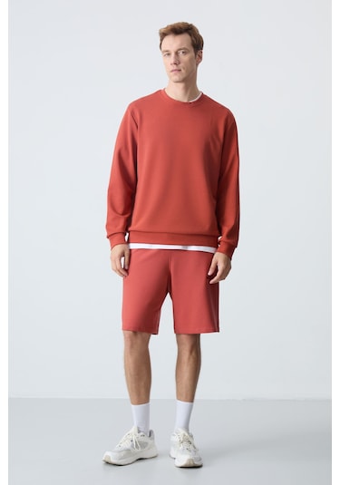 Tommy Life Kiremit Basic O Yaka Rahat Form Erkek Sweatshirt - 88053 Kiremit