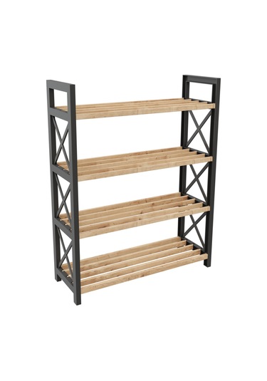 Dekoratif 4 Katlı Ayakkabılık Siyah